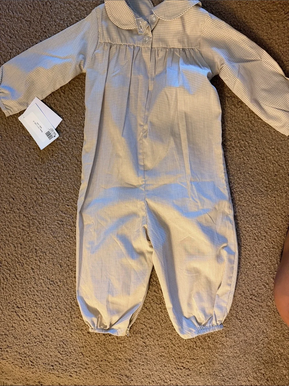 Bailey Boys Blue Gingham Turkey Smocked One-Piece